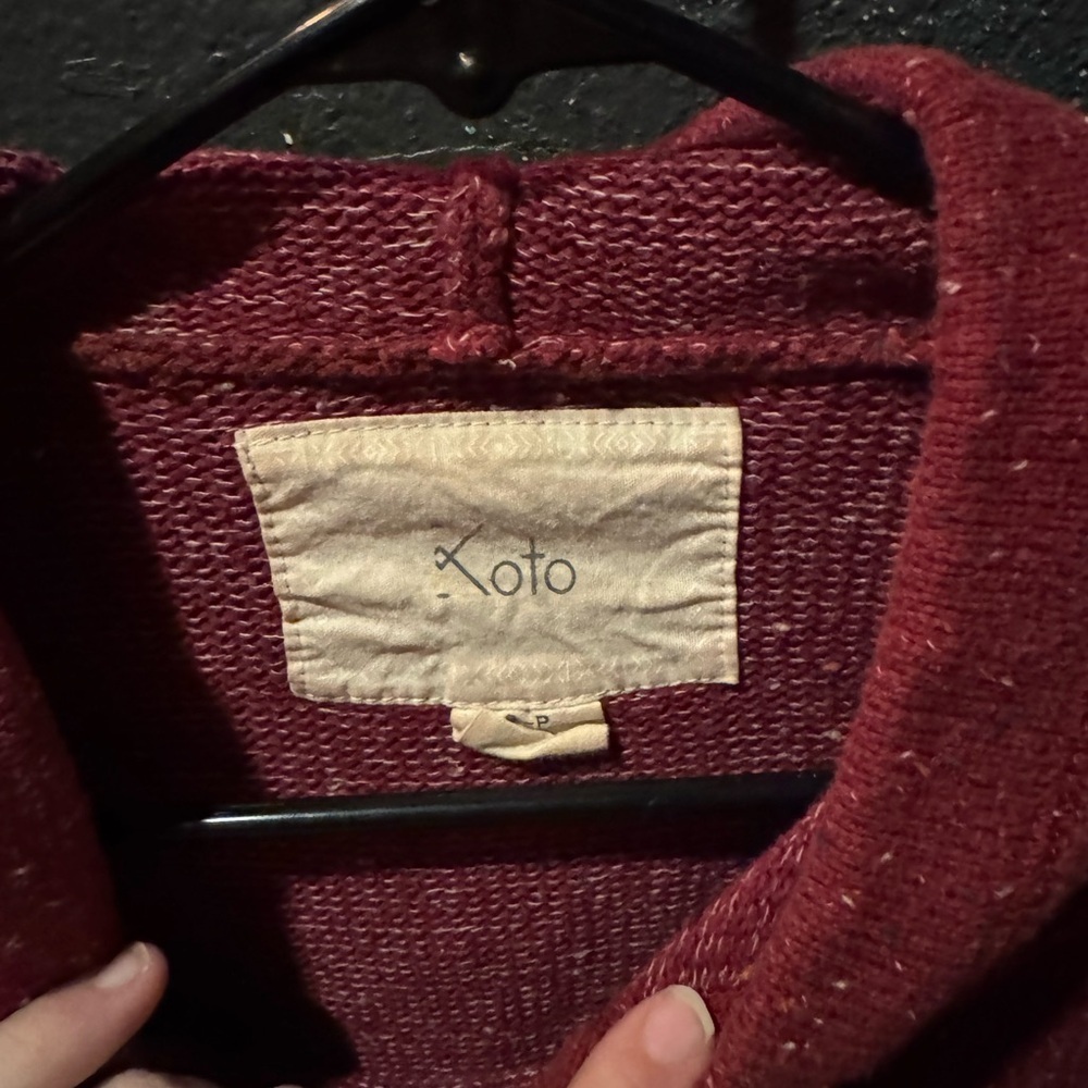 Women’s Koto Red Knit Pullover Hoodie Size Small - Picture 2 of 4